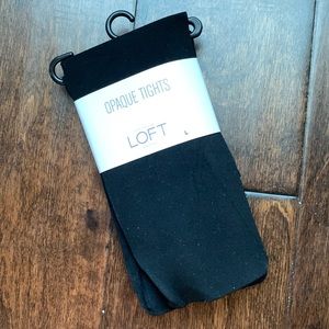 LOFT Opaque Black Tights Size L New With Tag